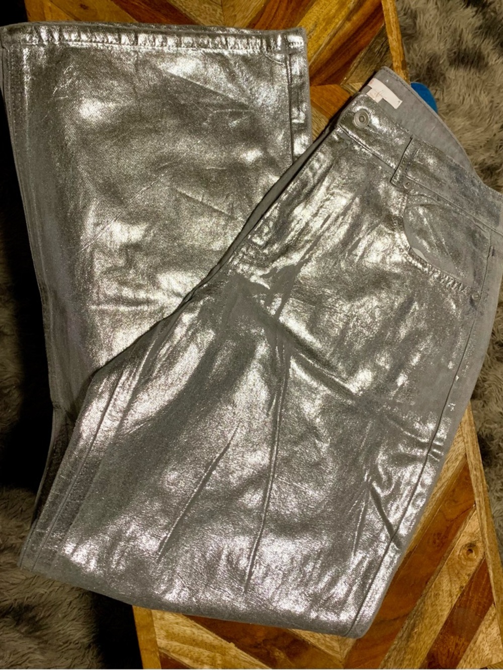 Gianni Binni, GB Metallic Silver Coated Jeans, Juniors 13 $10